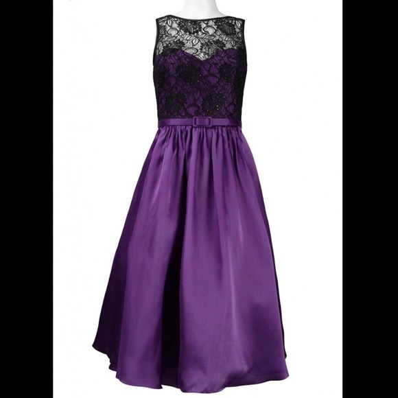 Theia Dresses & Skirts - Theia Sleeveless Bodice Satin Tea Length Dress NWT